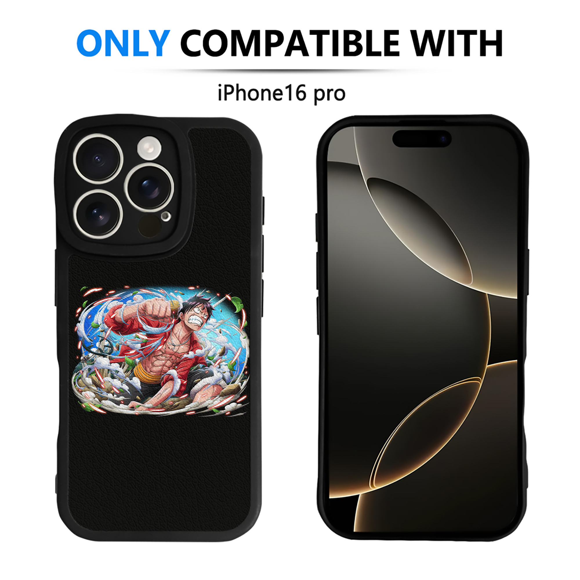 （画像用） ワンピース モンキー・D・ルフィ ONE PIECE Monkey D. Luffy 【iPhone 16シリーズ対応】シリコンスマホケース（レザー調） 材質：シリコン